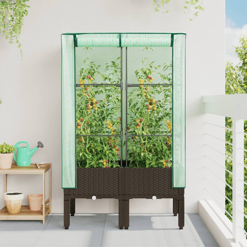 Povišena gredica s pokrovom za staklenik 80 x 40 x 140 cm