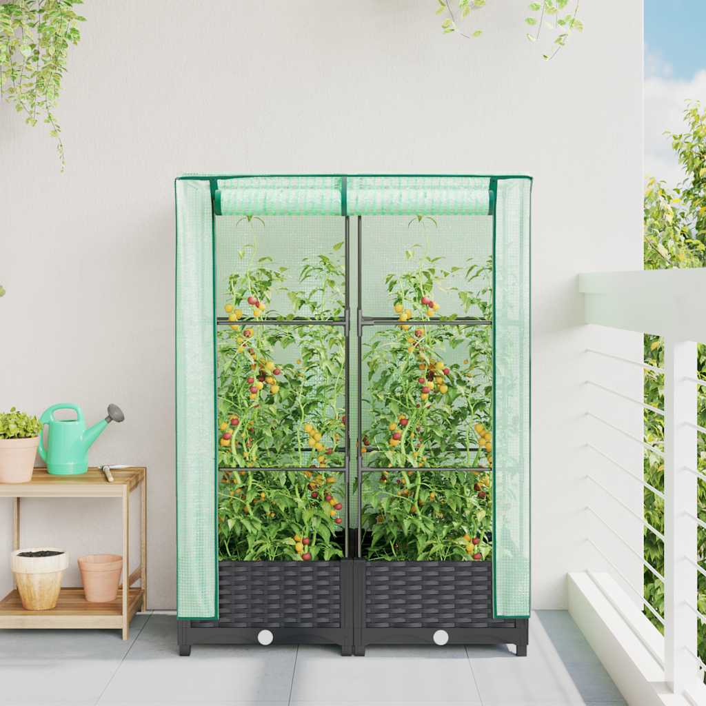 Povišena gredica s pokrovom za staklenik 80 x 40 x 123 cm