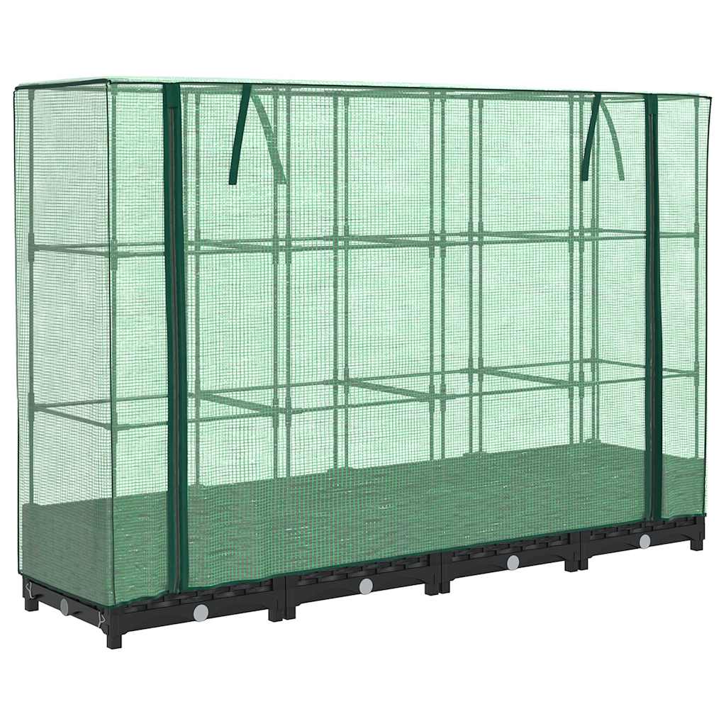 Povišena gredica s pokrovom za staklenik izgled ratana 160x40x123 cm