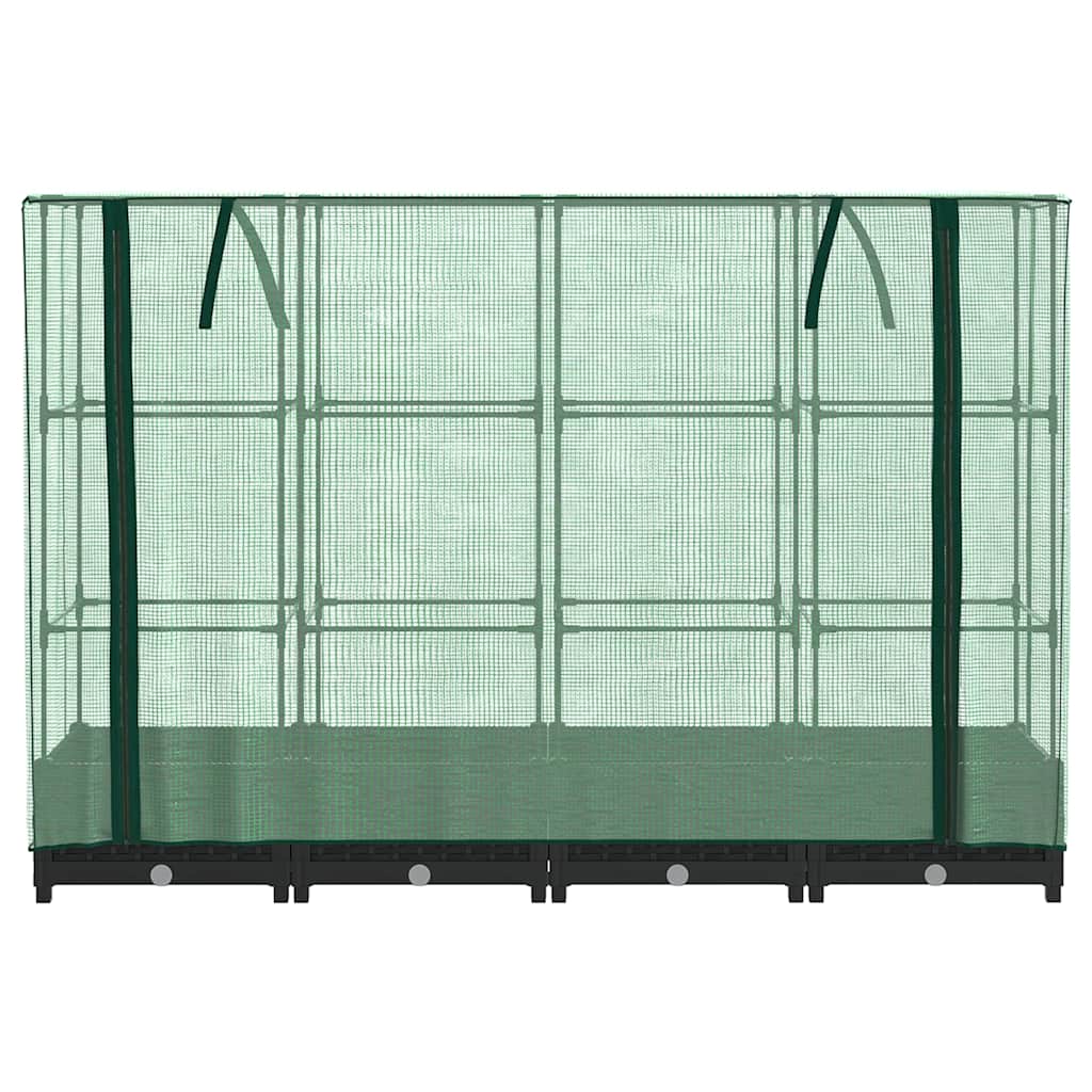 Povišena gredica s pokrovom za staklenik izgled ratana 160x40x123 cm