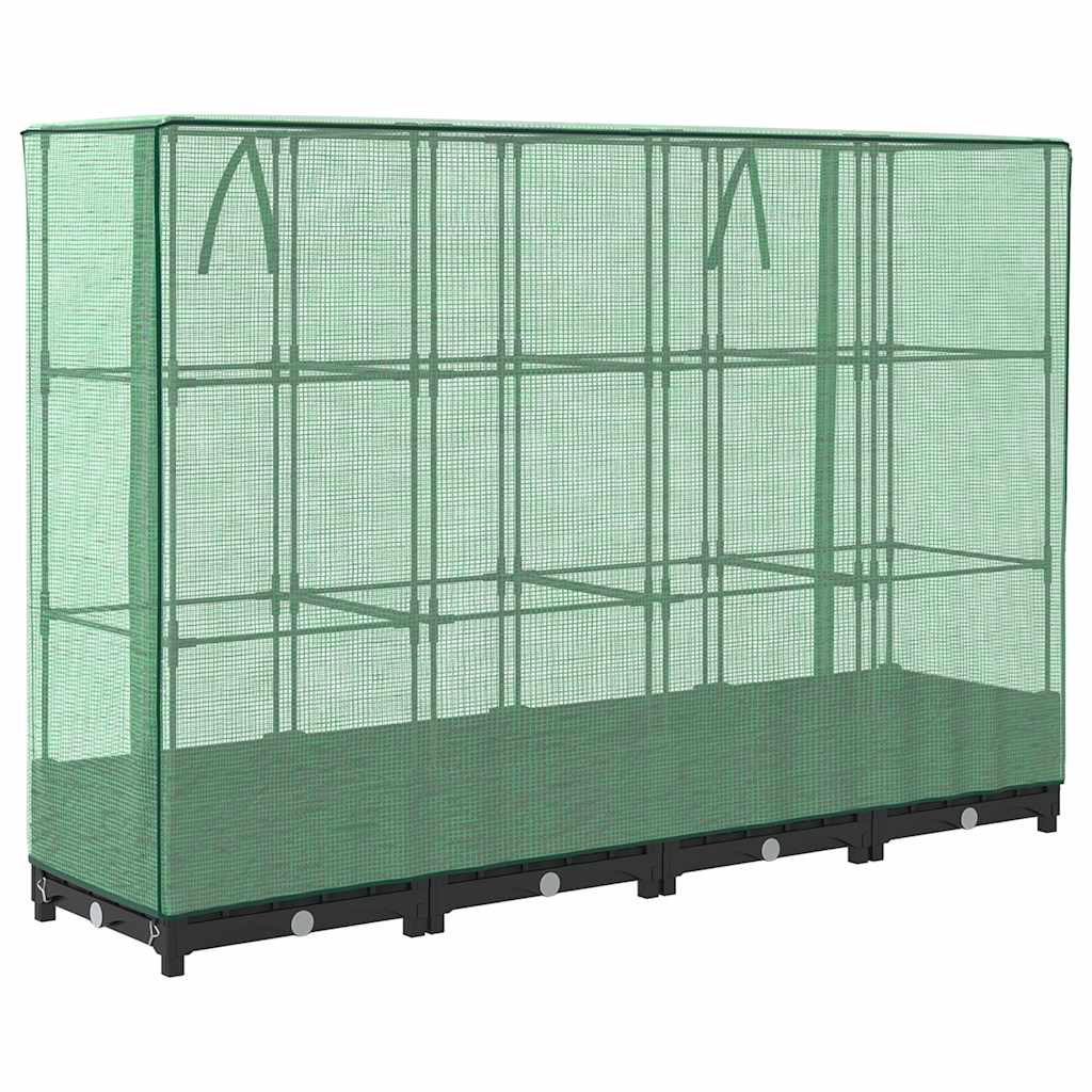 Povišena gredica s pokrovom za staklenik izgled ratana 160x40x123 cm