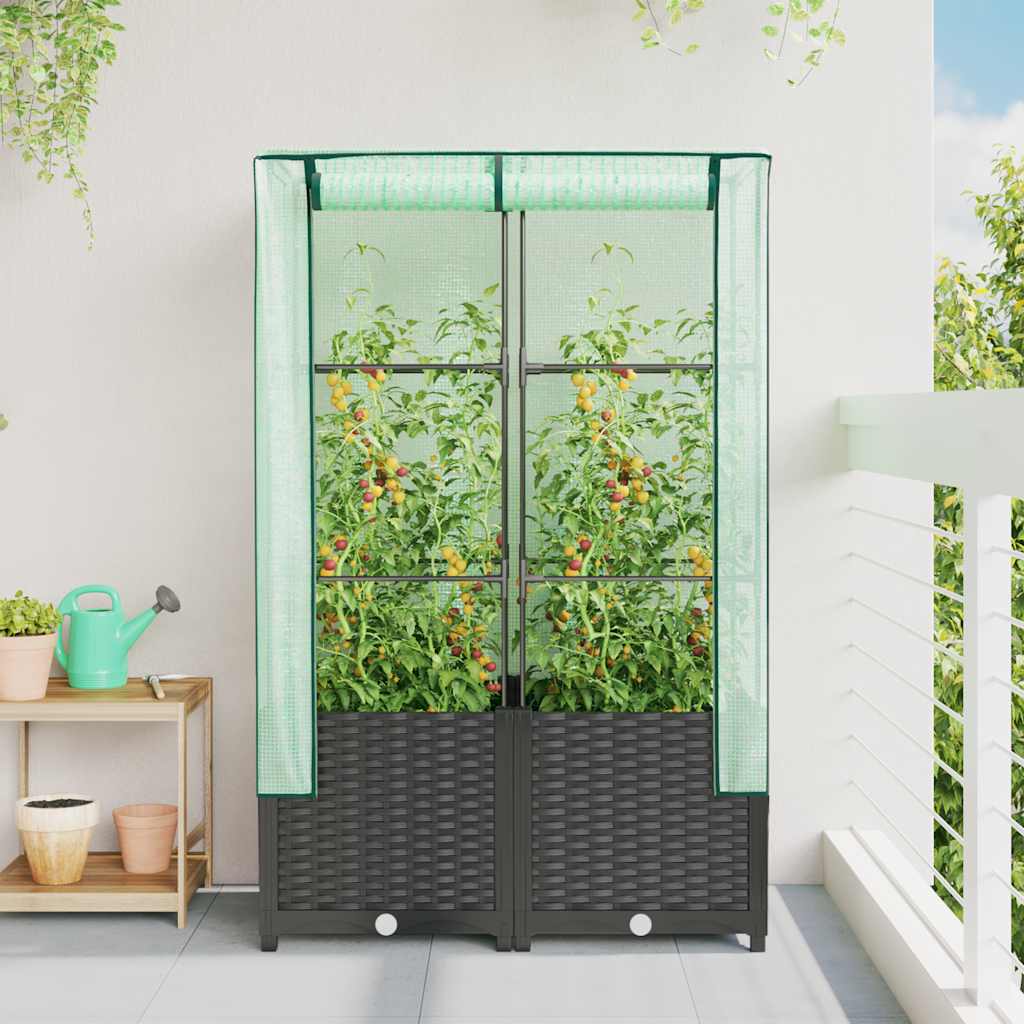 Povišena gredica s pokrovom za staklenik 80 x 40 x 138 cm