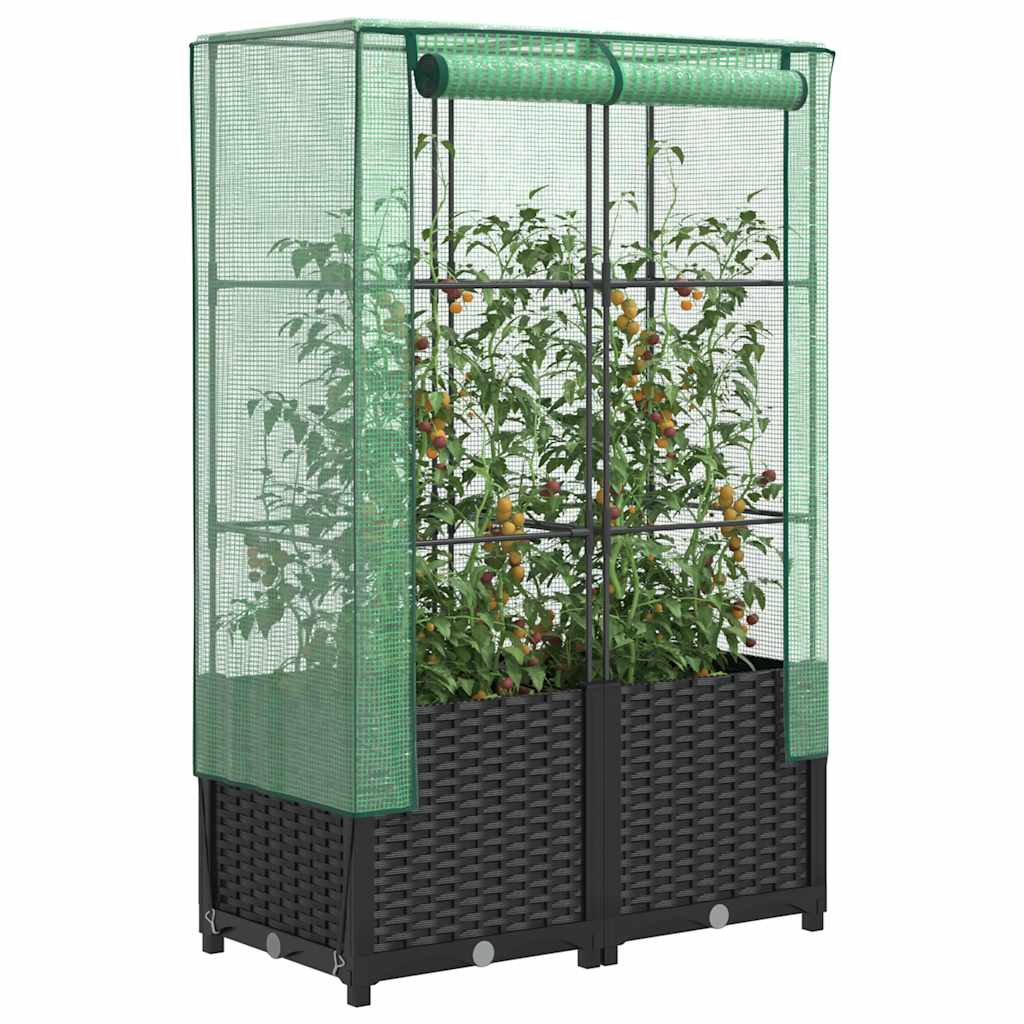 Povišena gredica s pokrovom za staklenik 80 x 40 x 138 cm