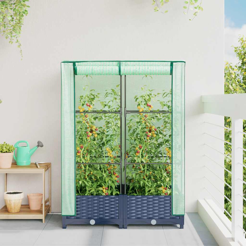 Povišena gredica s pokrovom za staklenik 80 x 40 x 123 cm