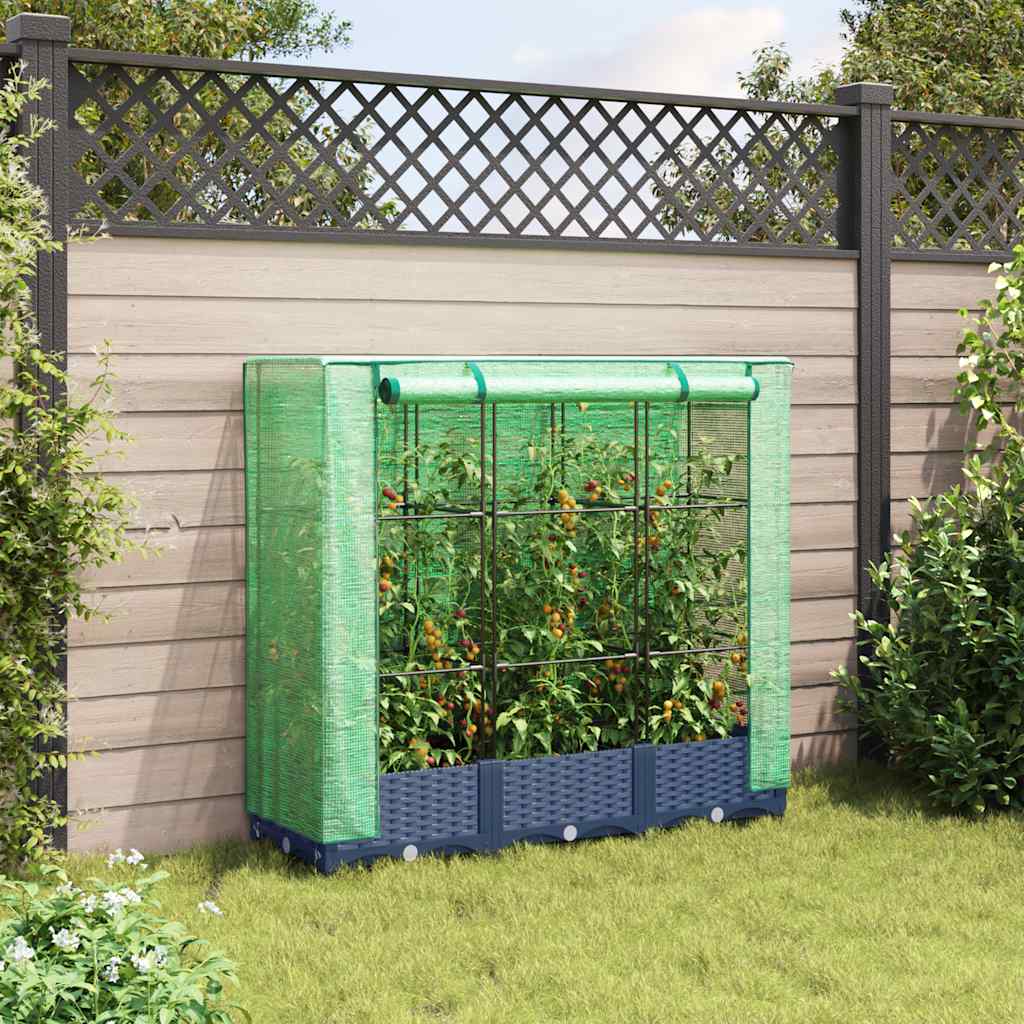 Povišena gredica s pokrovom za staklenik izgled ratana 120x40x123 cm