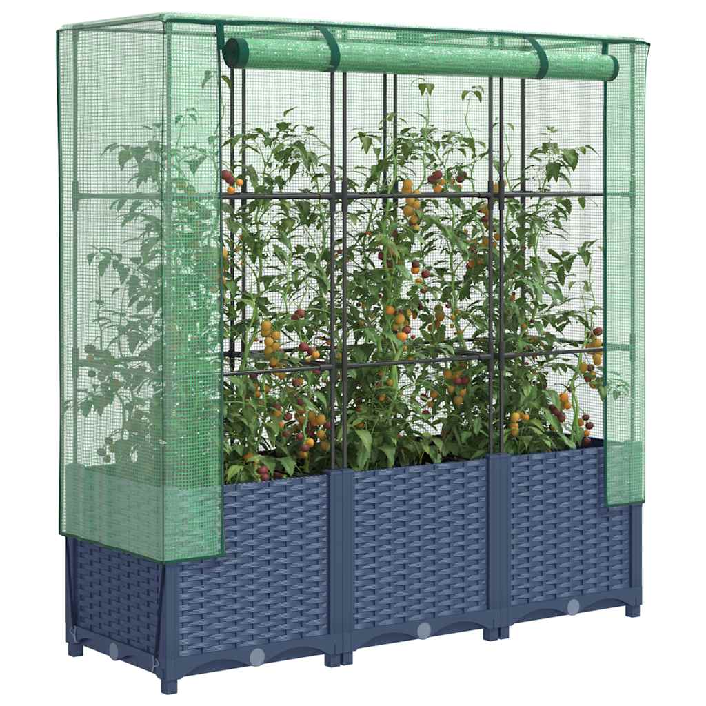 Povišena gredica s pokrovom za staklenik 120 x 40 x 138 cm