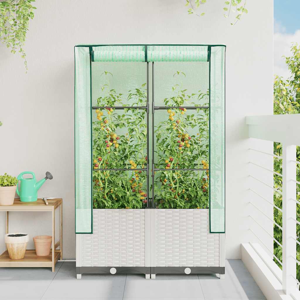Povišena gredica s pokrovom za staklenik 80 x 40 x 138 cm