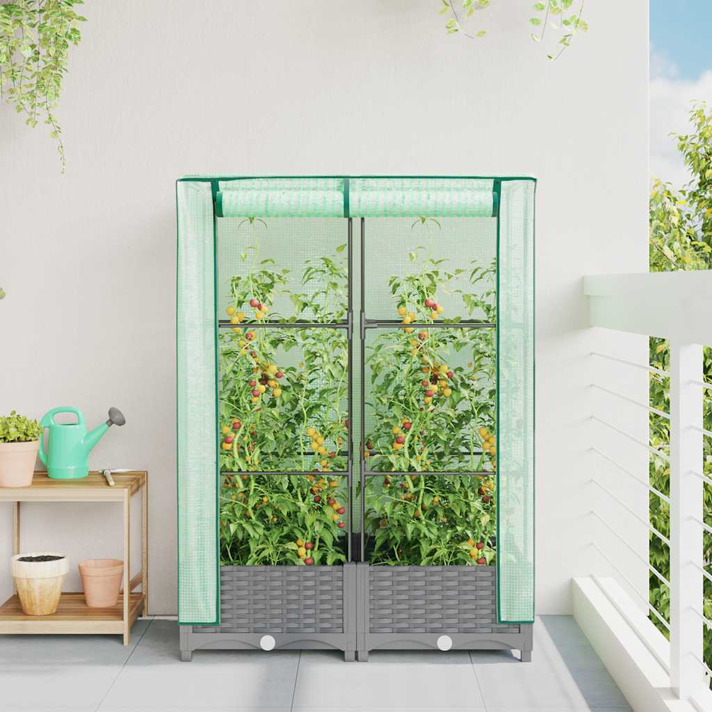Povišena gredica s pokrovom za staklenik 80 x 40 x 123 cm