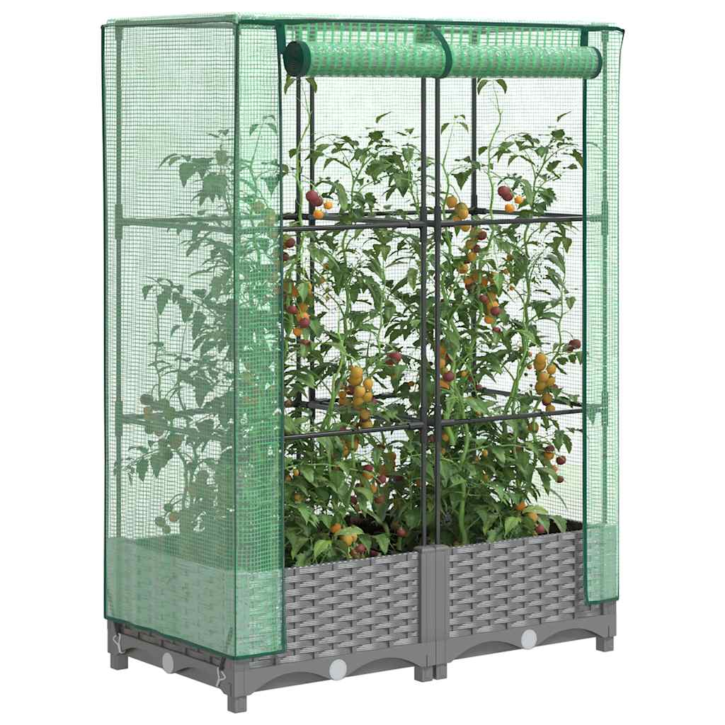 Povišena gredica s pokrovom za staklenik 80 x 40 x 123 cm