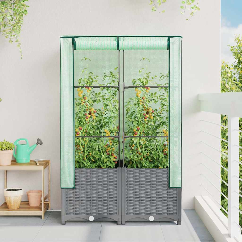 Povišena gredica s pokrovom za staklenik 80 x 40 x 138 cm