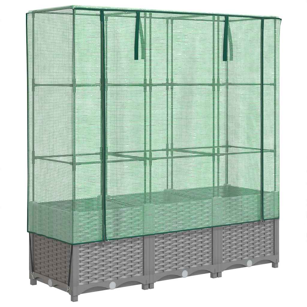 Povišena gredica s pokrovom za staklenik 120 x 40 x 138 cm