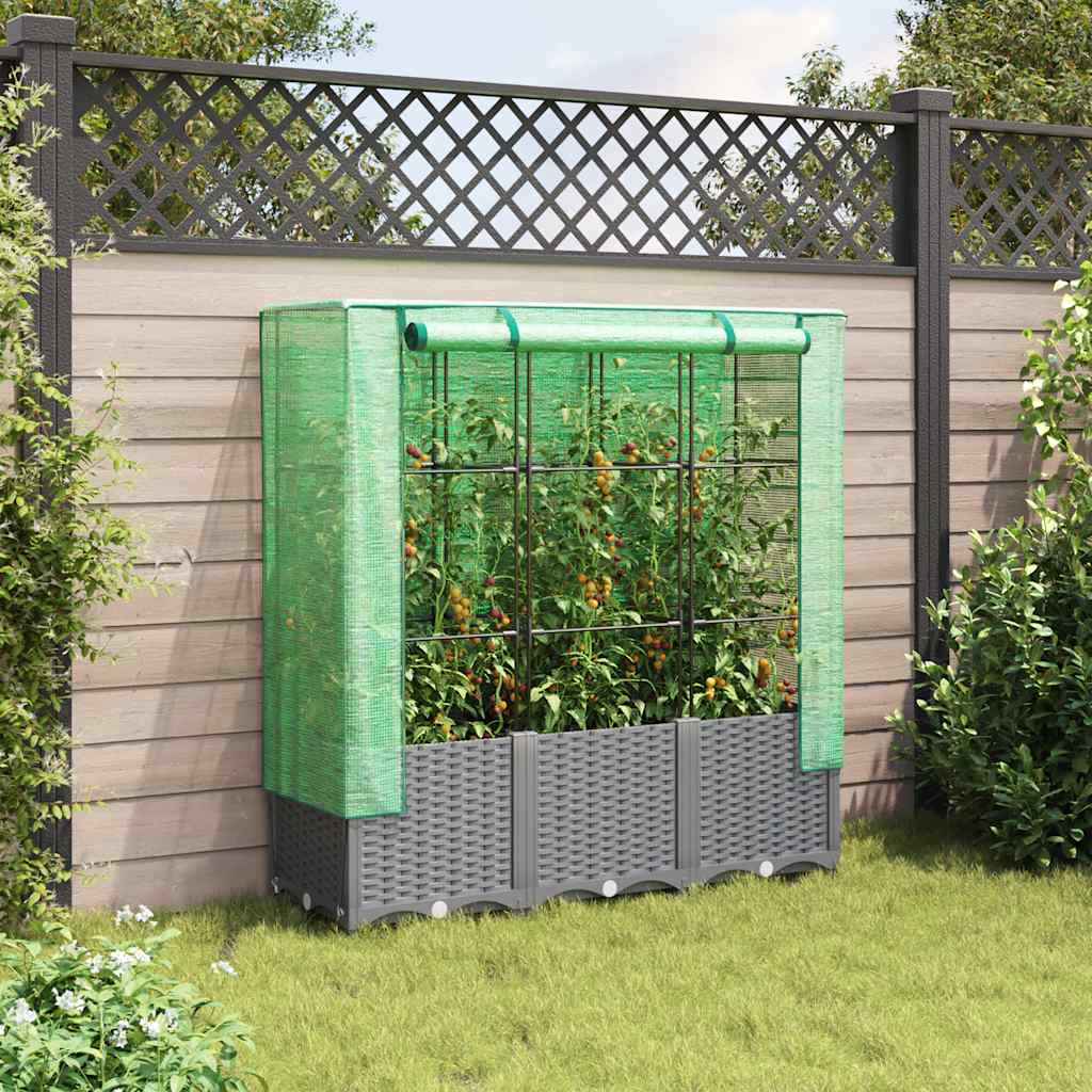 Povišena gredica s pokrovom za staklenik 120 x 40 x 138 cm