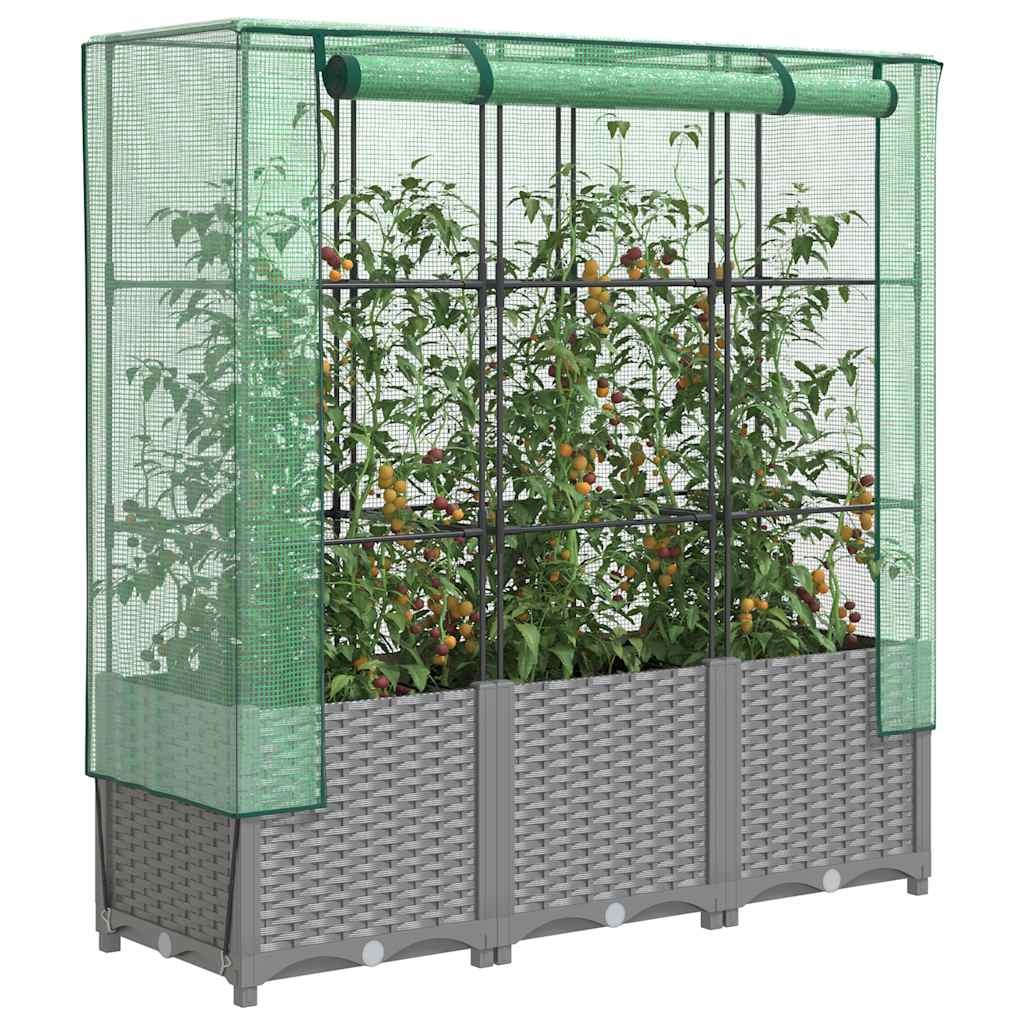 Povišena gredica s pokrovom za staklenik 120 x 40 x 138 cm