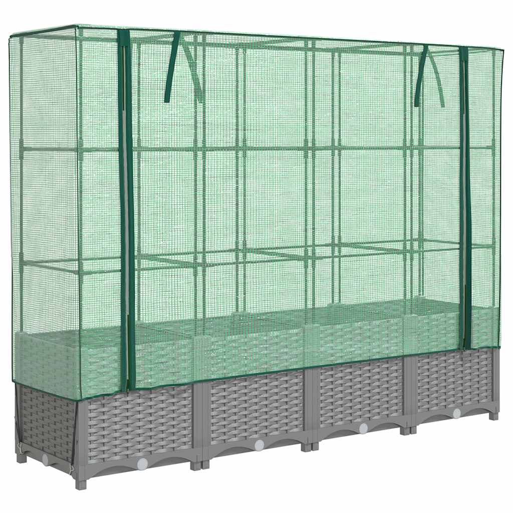 Povišena gredica s pokrovom za staklenik 160 x 40 x 138 cm
