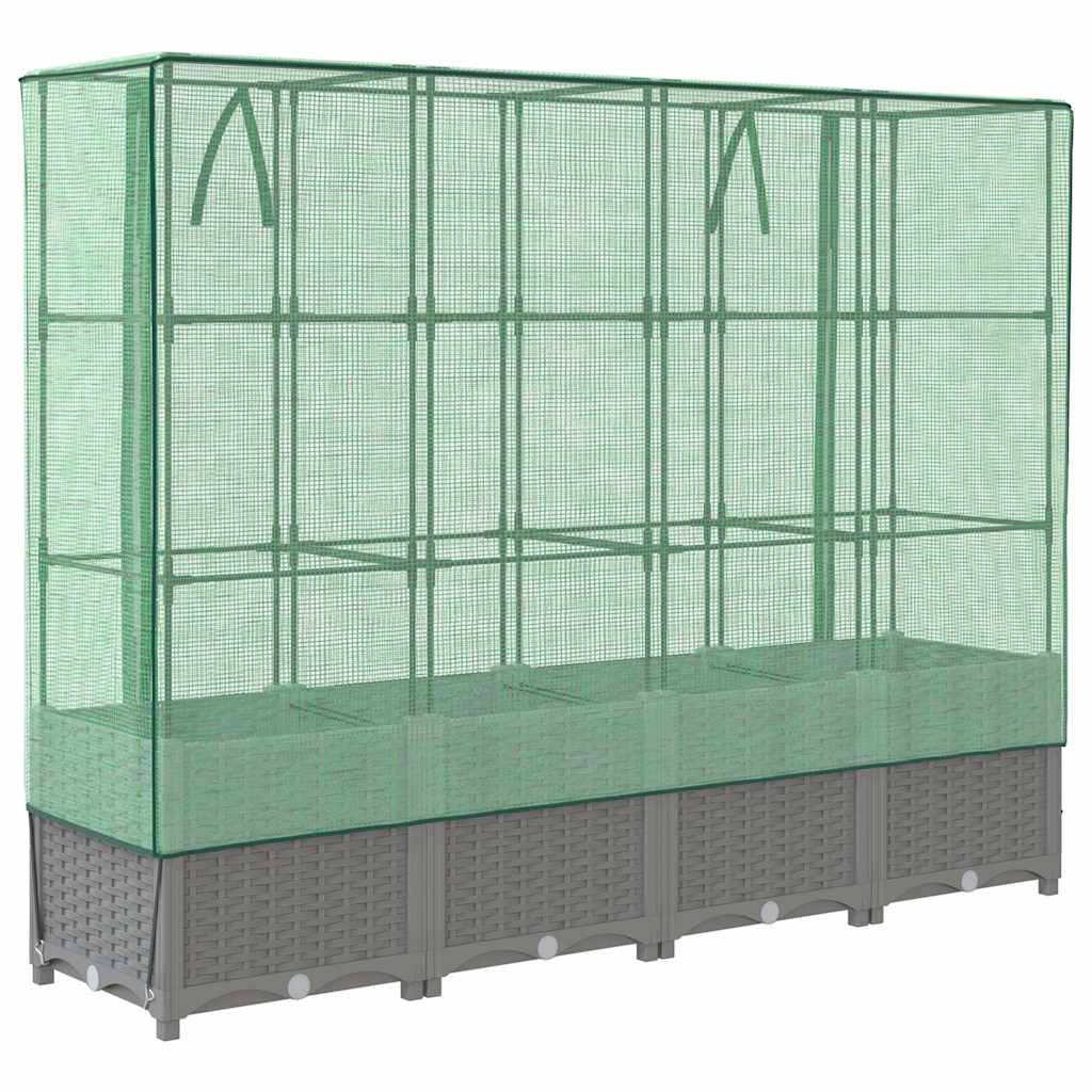 Povišena gredica s pokrovom za staklenik 160 x 40 x 138 cm