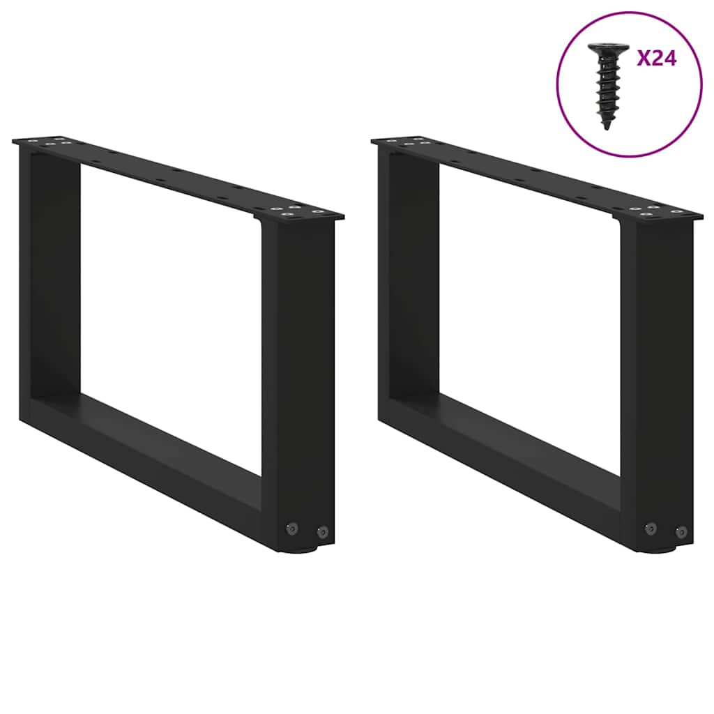 Noge za klub stolić U-oblik 2 kom Crne 60 x (30-31) cm Čelik