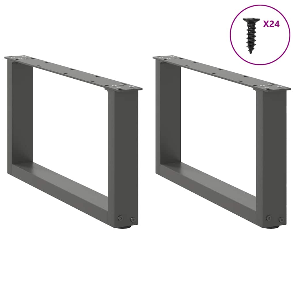 Noge za klub stolić U-oblik 2 kom antracit 60 x (30-31) cm čelik