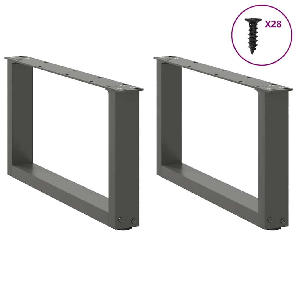 Noge za klub stolić U-oblik 2 kom antracit 70 x (30-31) cm čelik