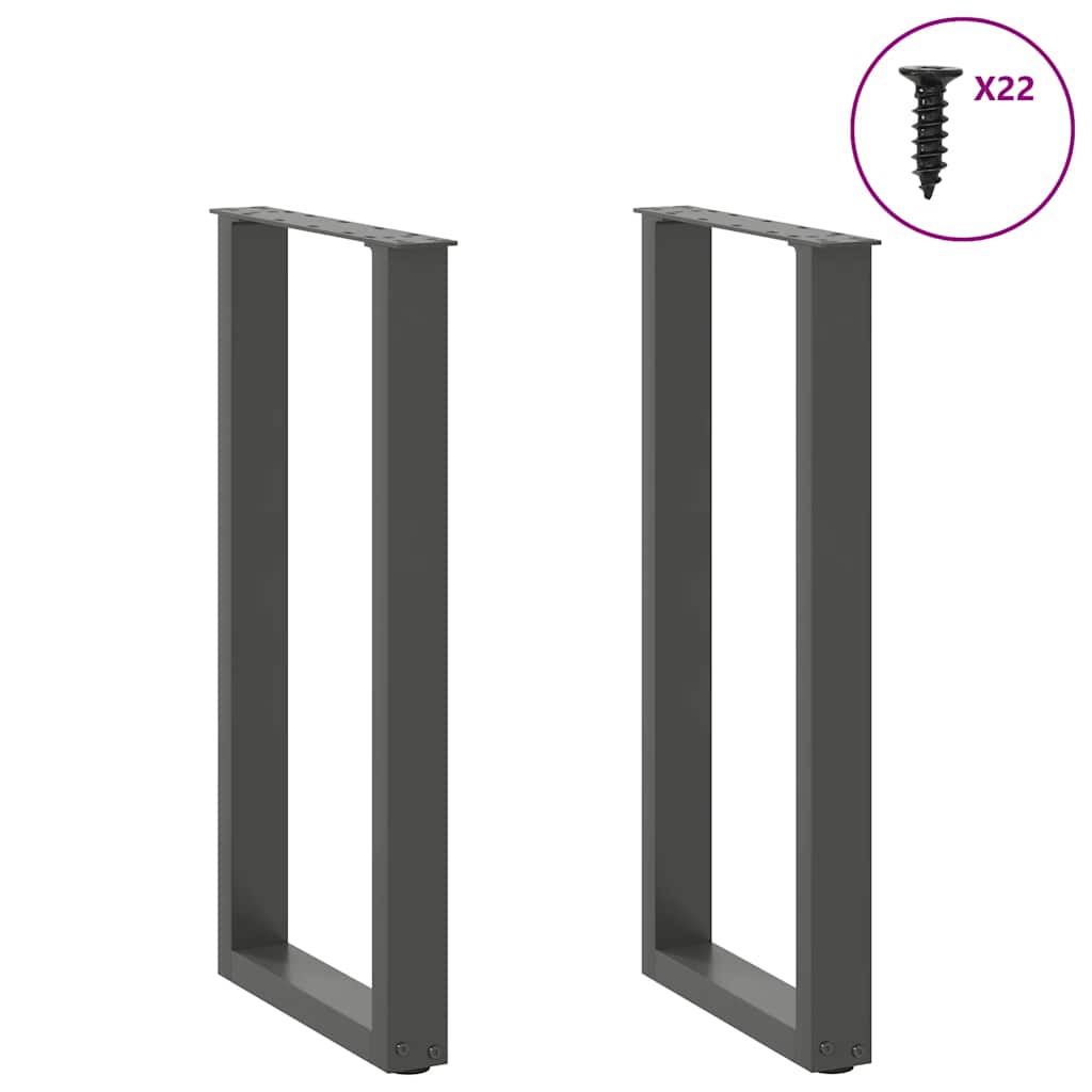 Noge za konzolni stol u obliku slova U, 2 kom, antracit, 38 x (72-73) cm, čelik