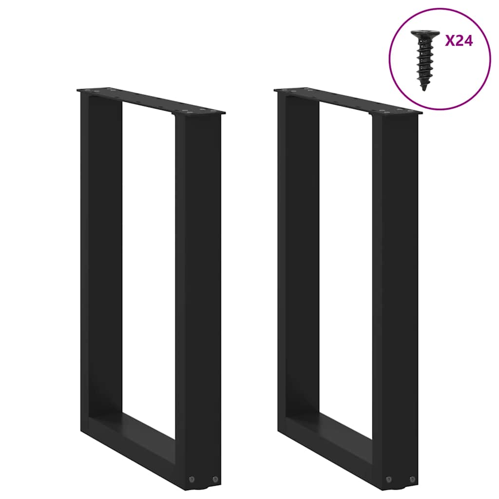 Noge za blagovaonski stol U-oblik 2 kom Crne 50 x (72-73) cm Čelik