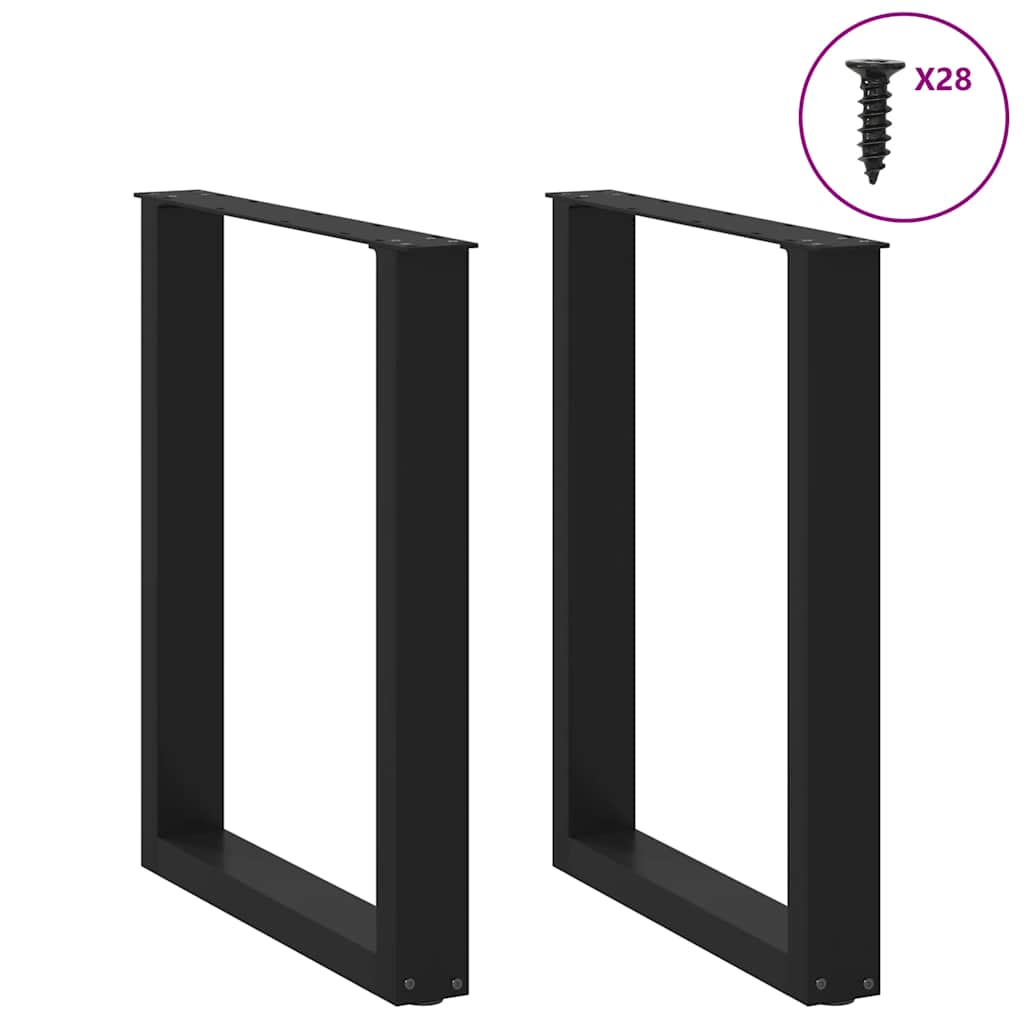 Noge za blagovaonski stol U-oblik 2 kom Crne 70 x (72-73) cm Čelik