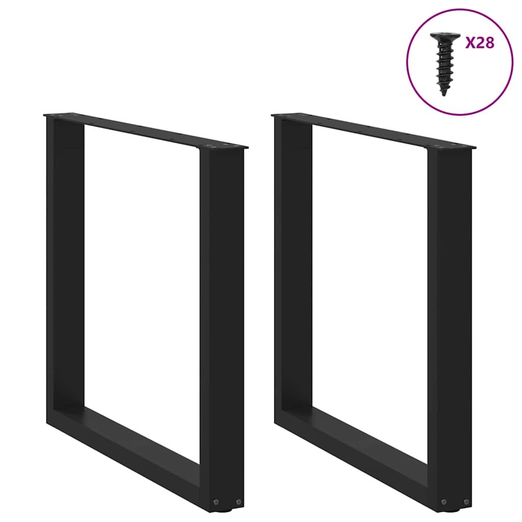 Noge za blagovaonski stol U-oblik 2 kom Crne 80 x (72-73) cm Čelik