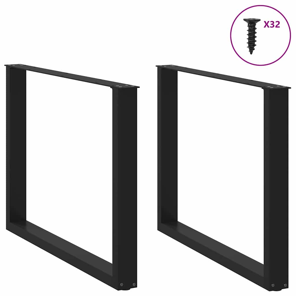 Noge za blagovaonski stol U-oblik 2 kom Crne 100 x (72-73) cm Čelik