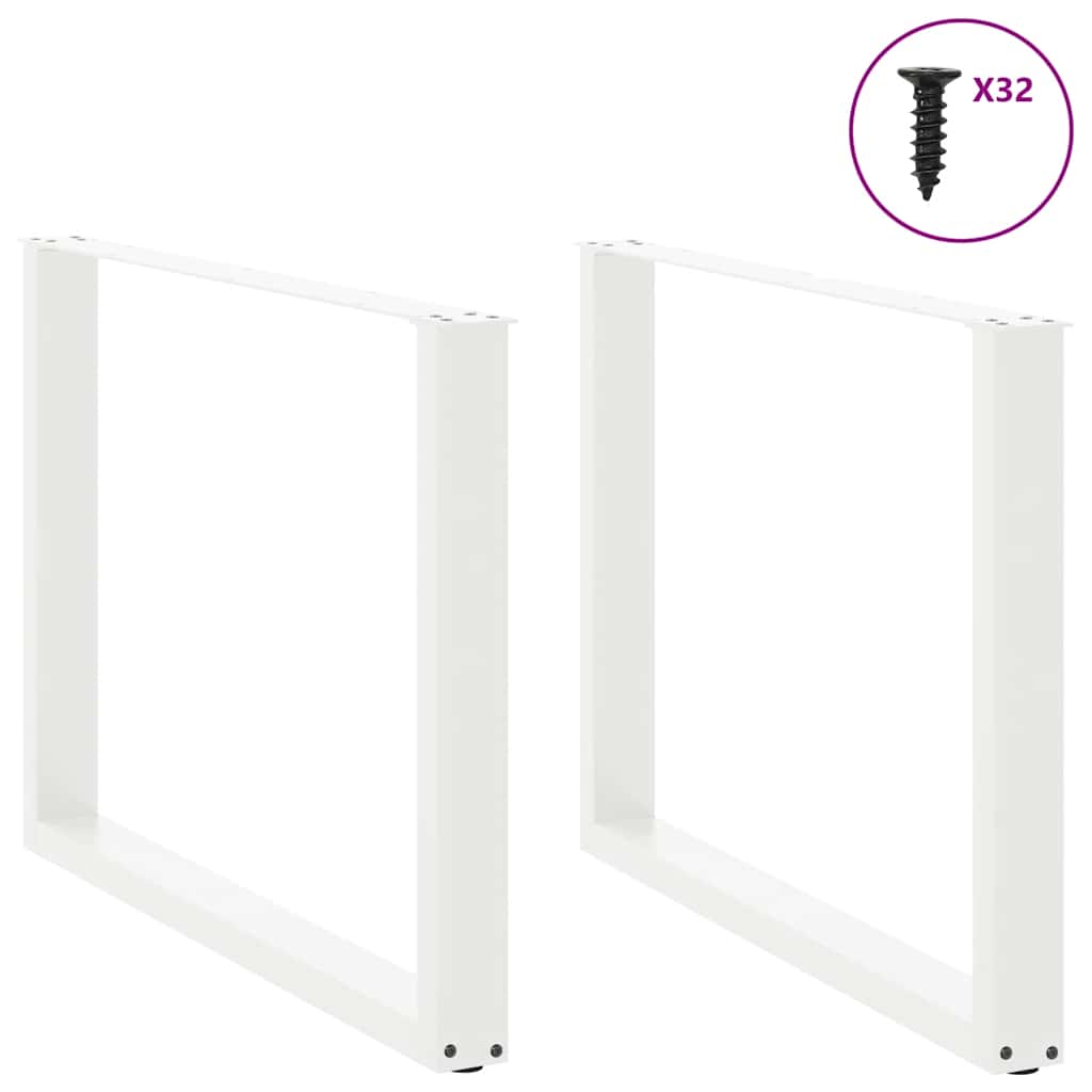 Noge za blagovaonski stol U-oblik 2 kom Bijele 100 x (72-73) cm Čelik