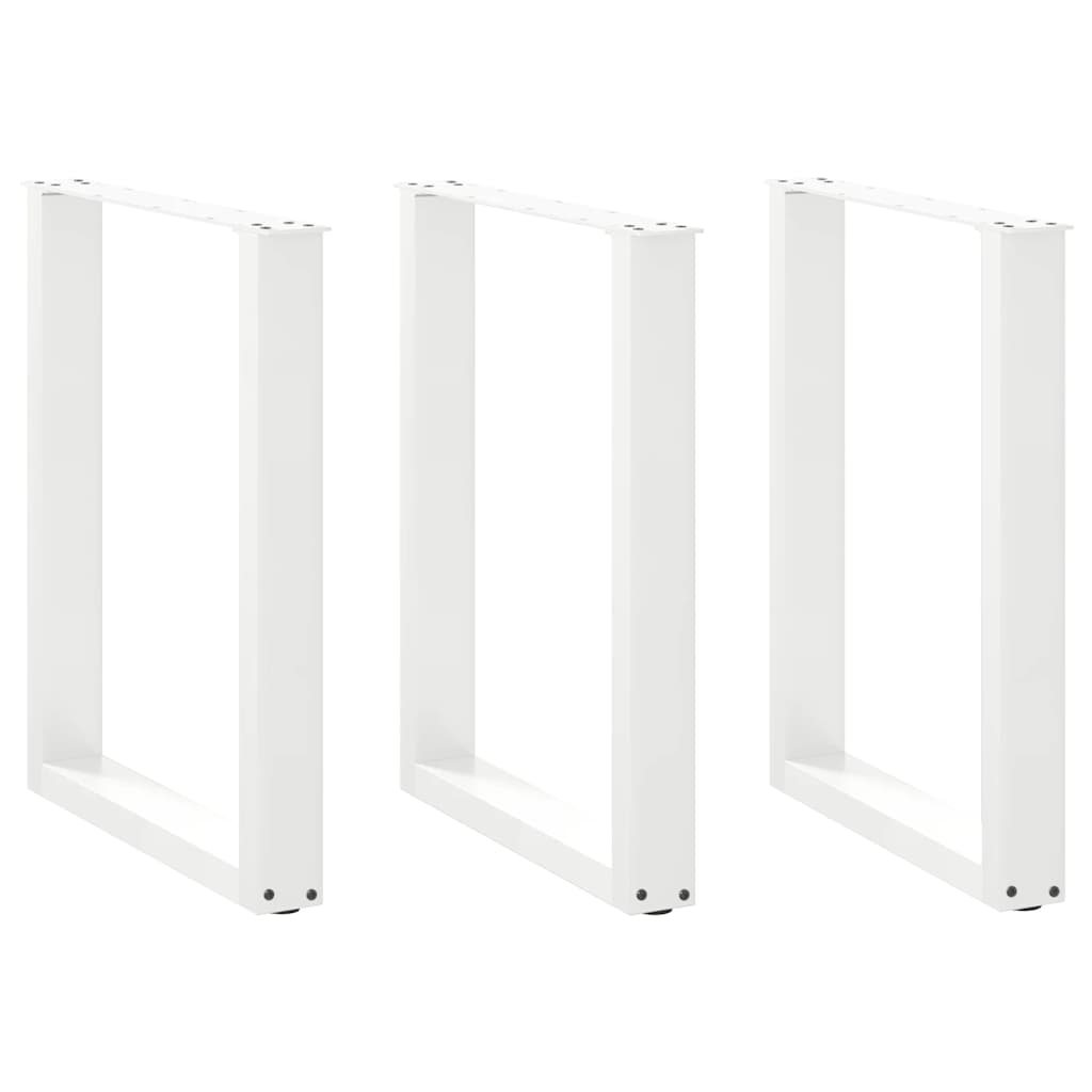 Noge za blagovaonski stol U-oblik 3 kom Bijele 70 x (72-73) cm Čelik