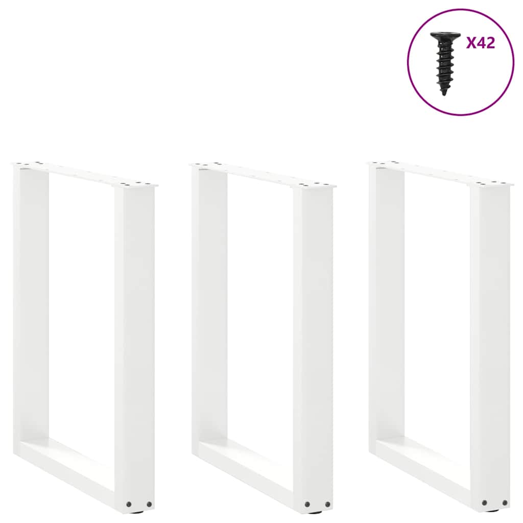 Noge za blagovaonski stol U-oblik 3 kom Bijele 70 x (72-73) cm Čelik