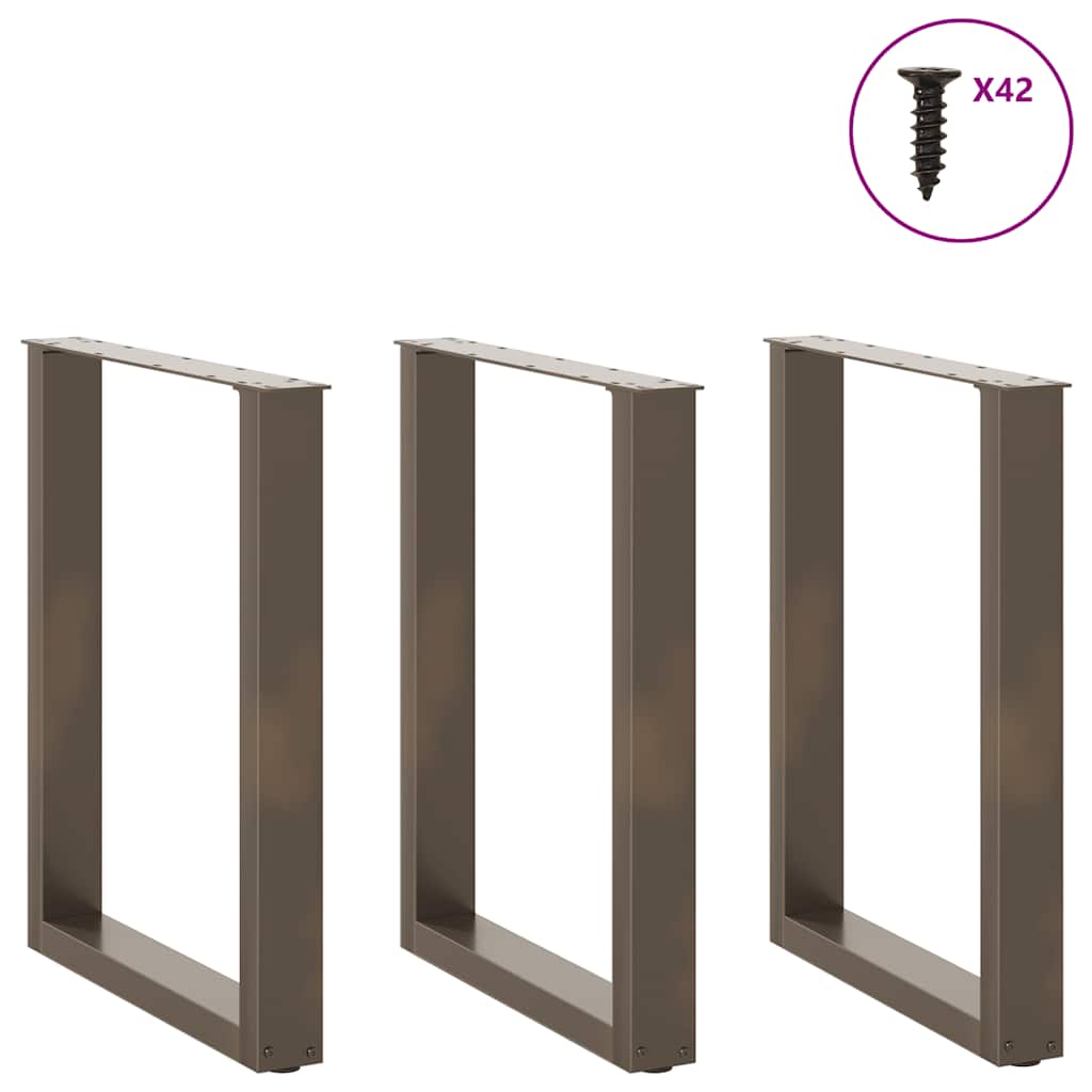 Noge za blagovaonski stol U-oblik 3 kom Prirodni čelik 70 x (72-73) cm Čelik