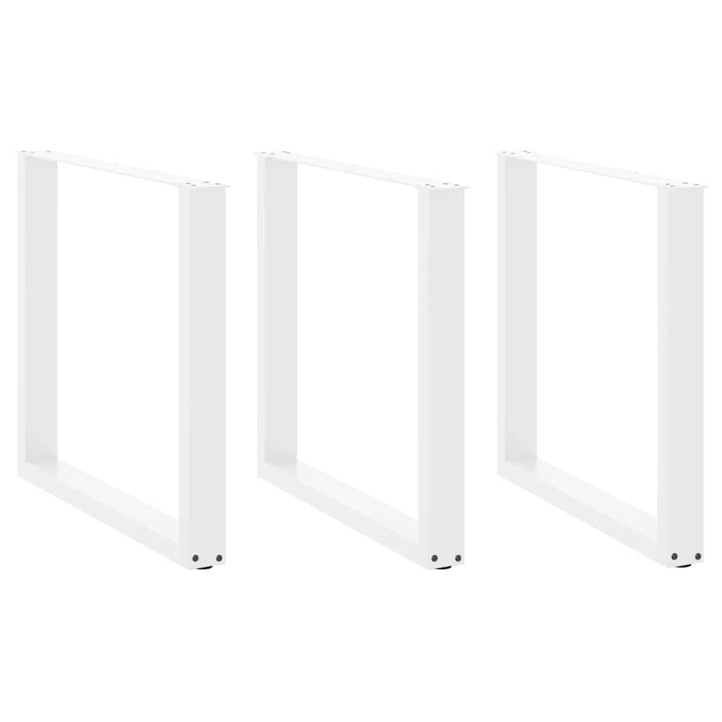 Noge za blagovaonski stol U-oblik 3 kom Bijele 80 x (72-73) cm Čelik