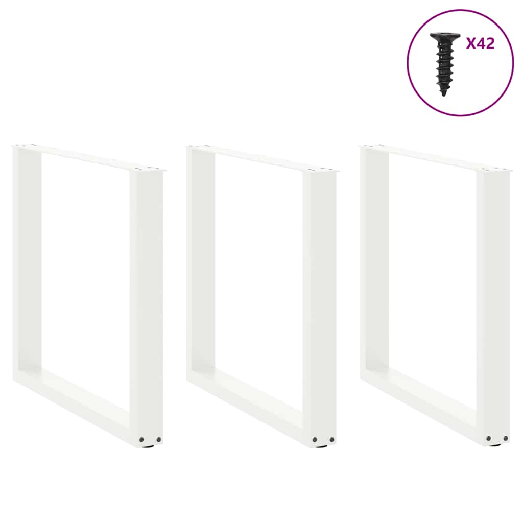 Noge za blagovaonski stol U-oblik 3 kom Bijele 80 x (72-73) cm Čelik