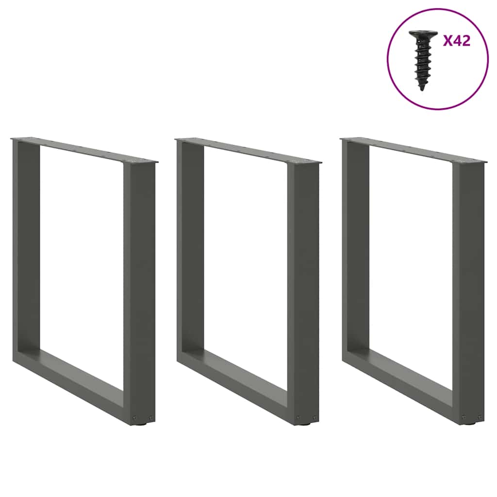 Noge za blagovaonski stol U-oblik 3 kom antracit 80 x (72-73) cm čelik