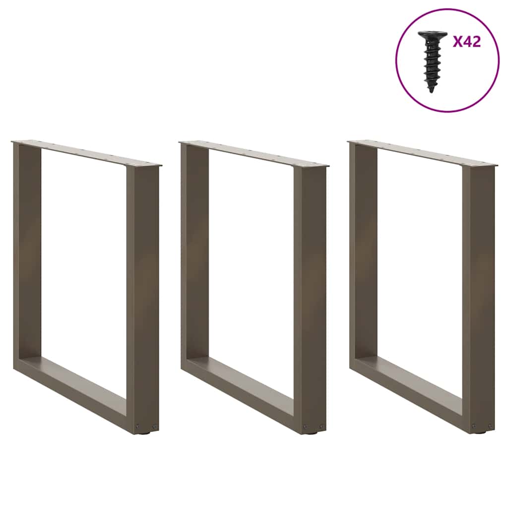 Noge za blagovaonski stol U-oblik 3 kom Prirodni čelik 80 x (72-73) cm Čelik