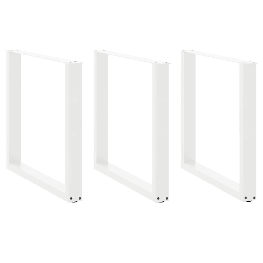 Noge za blagovaonski stol U-oblik 3 kom Bijele 90 x (72-73) cm Čelik