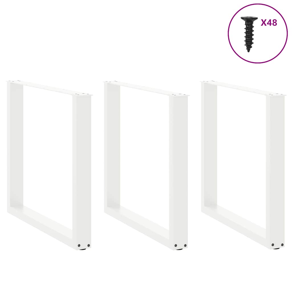 Noge za blagovaonski stol U-oblik 3 kom Bijele 90 x (72-73) cm Čelik