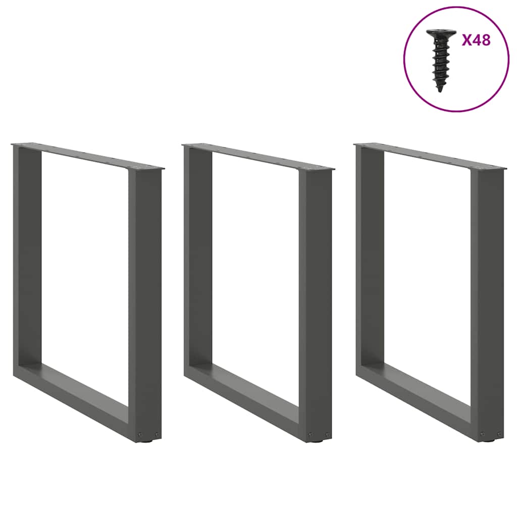 Noge za blagovaonski stol U-oblik 3 kom antracit 90 x (72-73) cm čelik