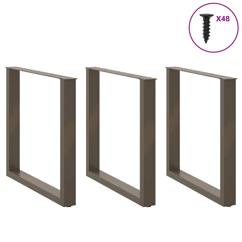 Noge za blagovaonski stol U-oblik 3 kom Prirodni čelik 90 x (72-73) cm Čelik