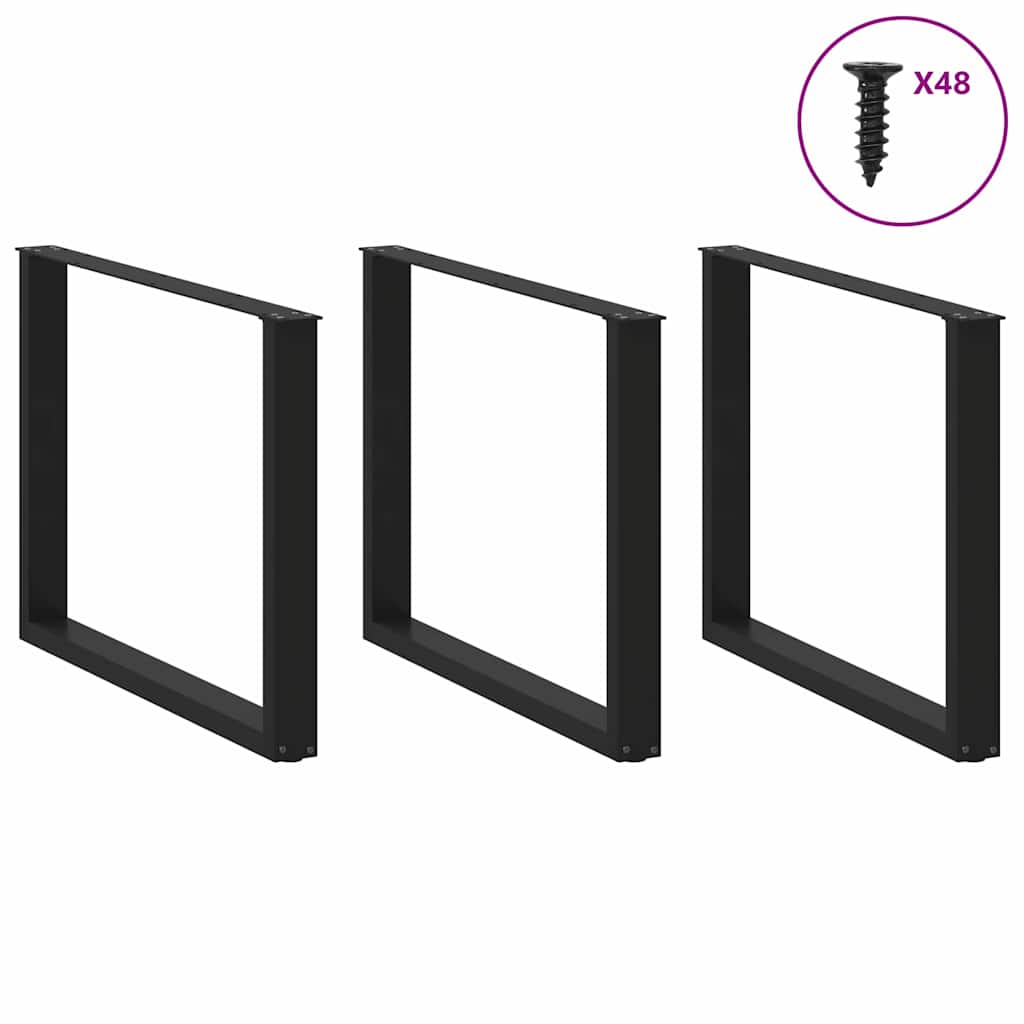 Noge za blagovaonski stol U-oblik 3 kom Crne 100 x (72-73) cm Čelik