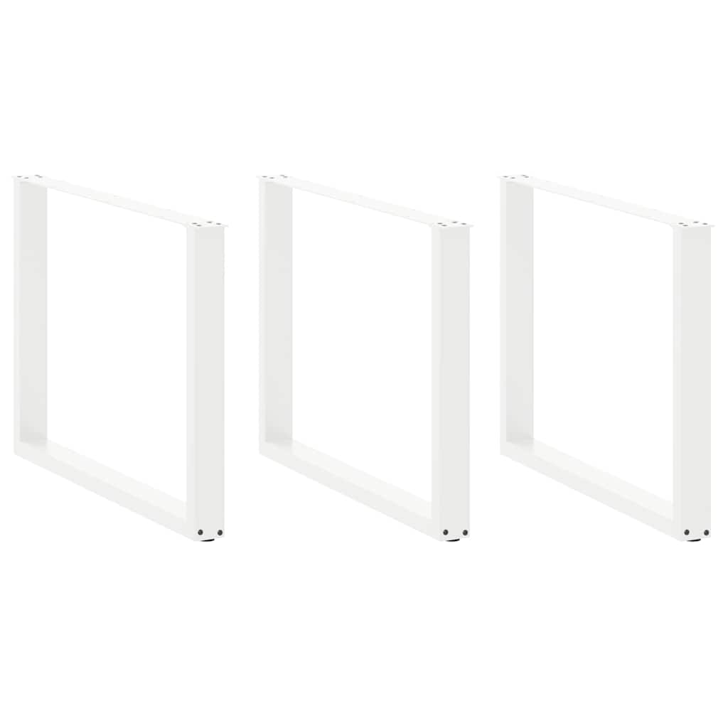 Noge za blagovaonski stol U-oblik 3 kom Bijele 100 x (72-73) cm Čelik