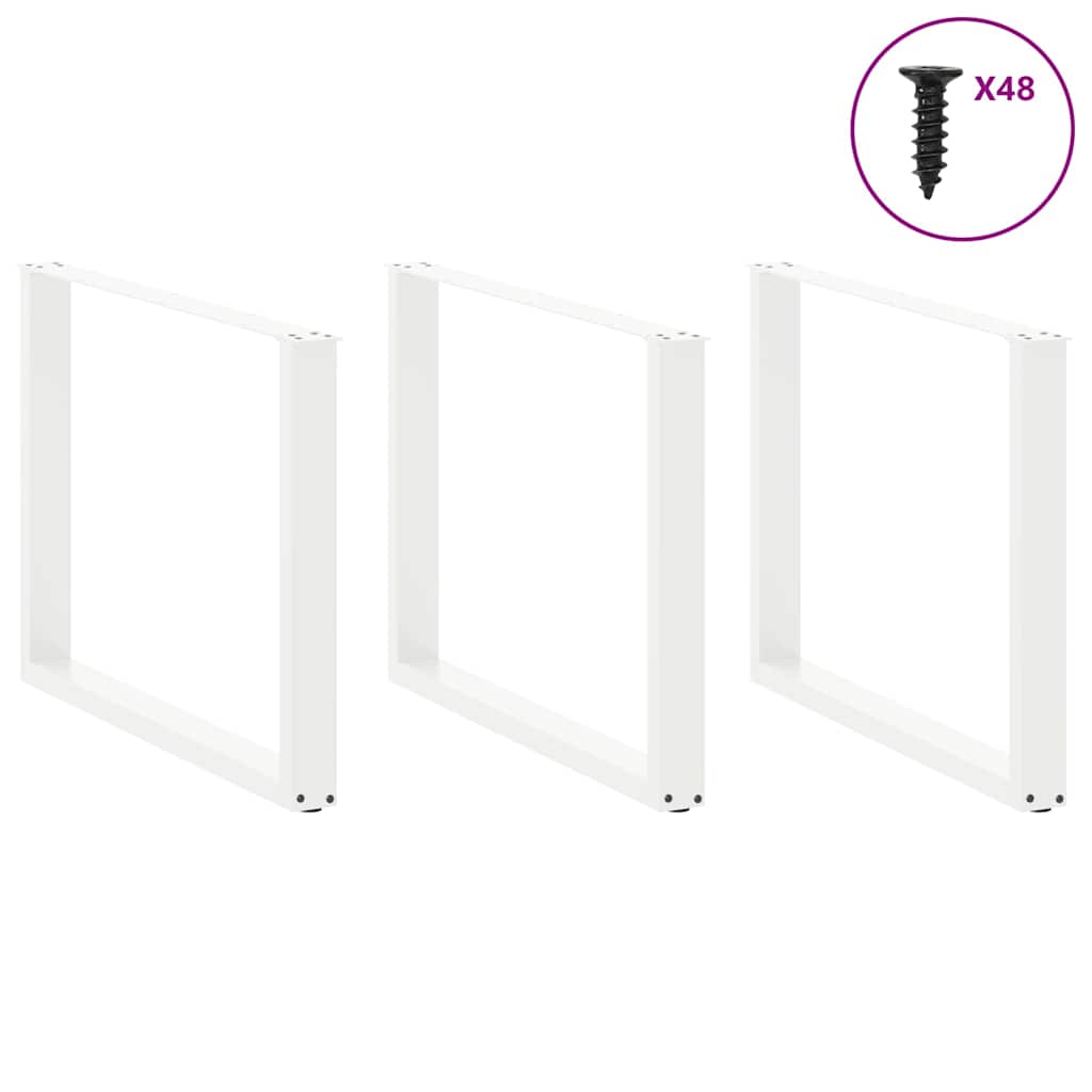 Noge za blagovaonski stol U-oblik 3 kom Bijele 100 x (72-73) cm Čelik