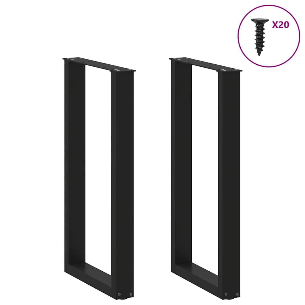 Noge za barski stol U-oblika 2 kom Crne 40 x (90-91) cm Čelik