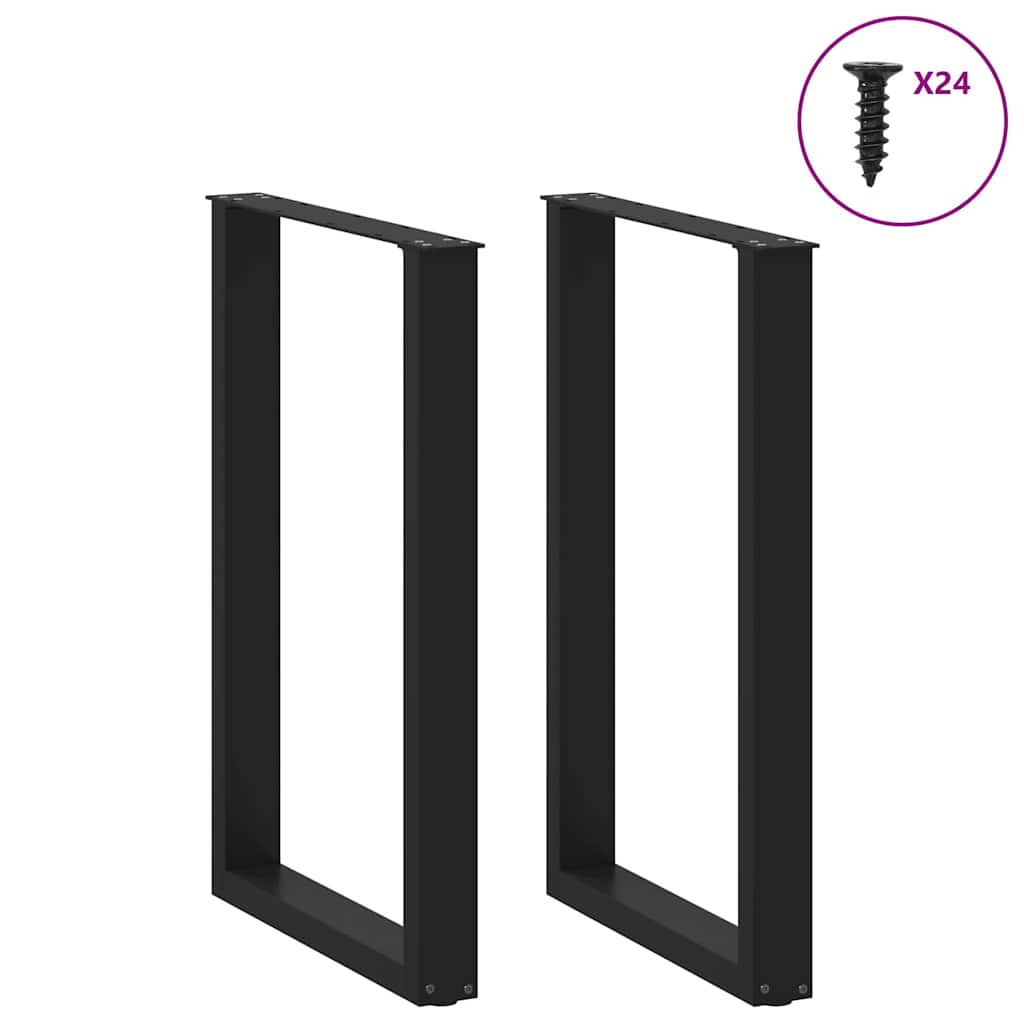 Noge za barski stol U-oblika 2 kom Crne 60 x (90-91) cm Čelik