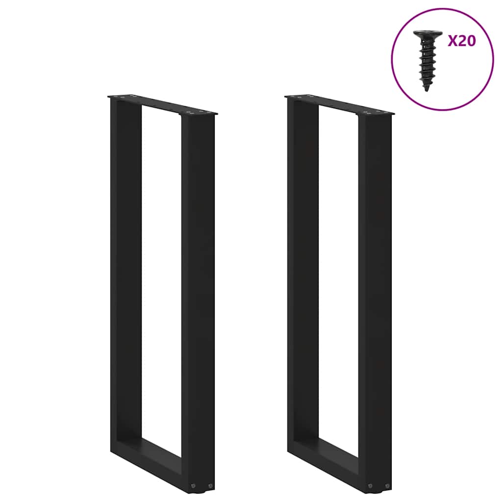 Noge za barski stol U-oblika 2 kom Crne 40 x (100-101) cm Čelik