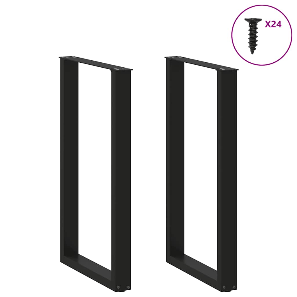Noge za barski stol U-oblika 2 kom Crne 60 x (100-101) cm Čelik