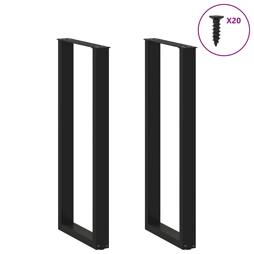 Noge za barski stol U-oblika 2 kom Crne 40 x (110-111) cm Čelik