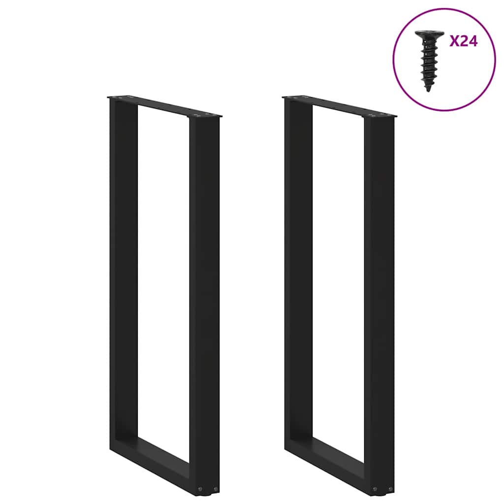 Noge za barski stol U-oblika 2 kom Crne 60 x (110-111) cm Čelik