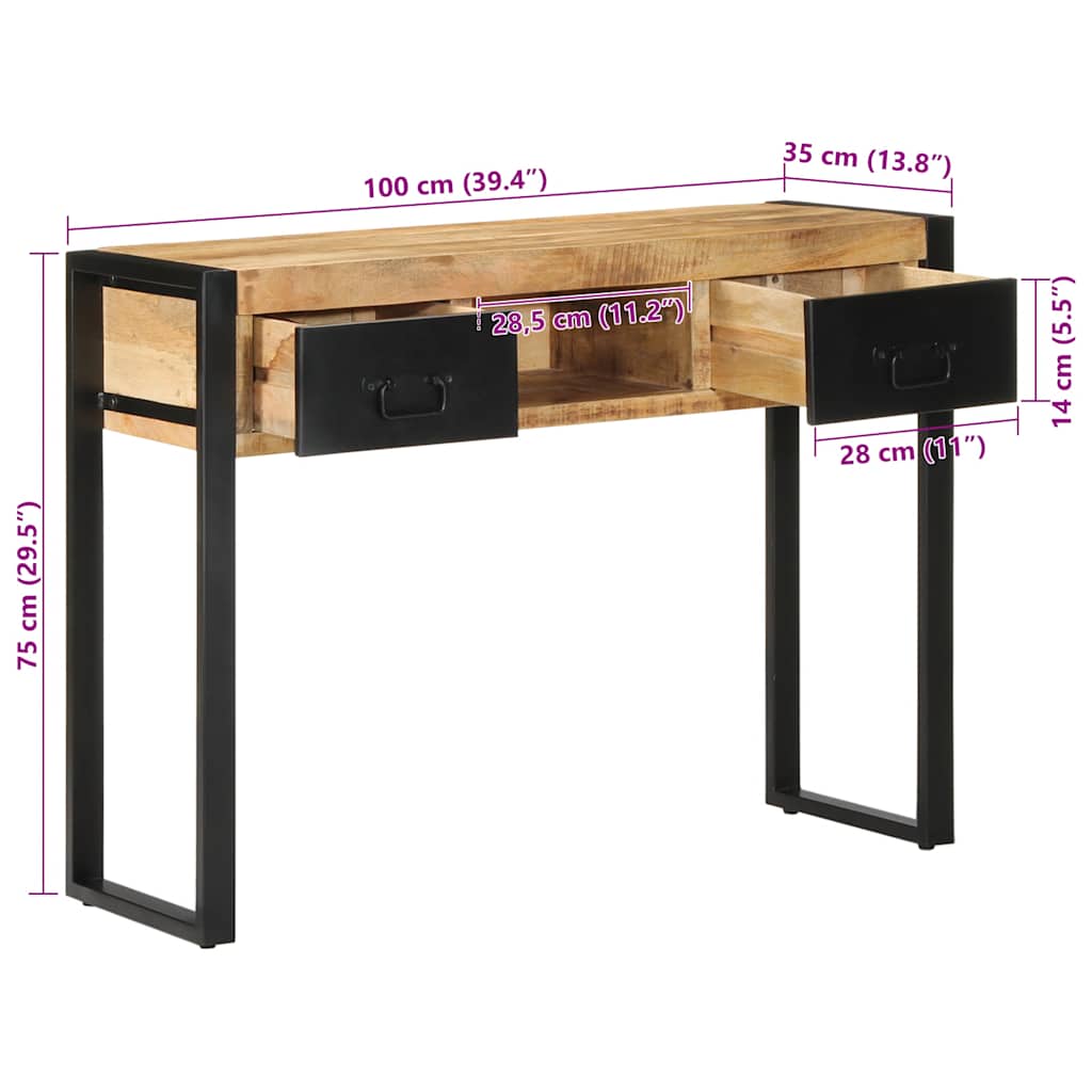 Konzolni stol 100x35x75 cm Puno grubo drvo Mango