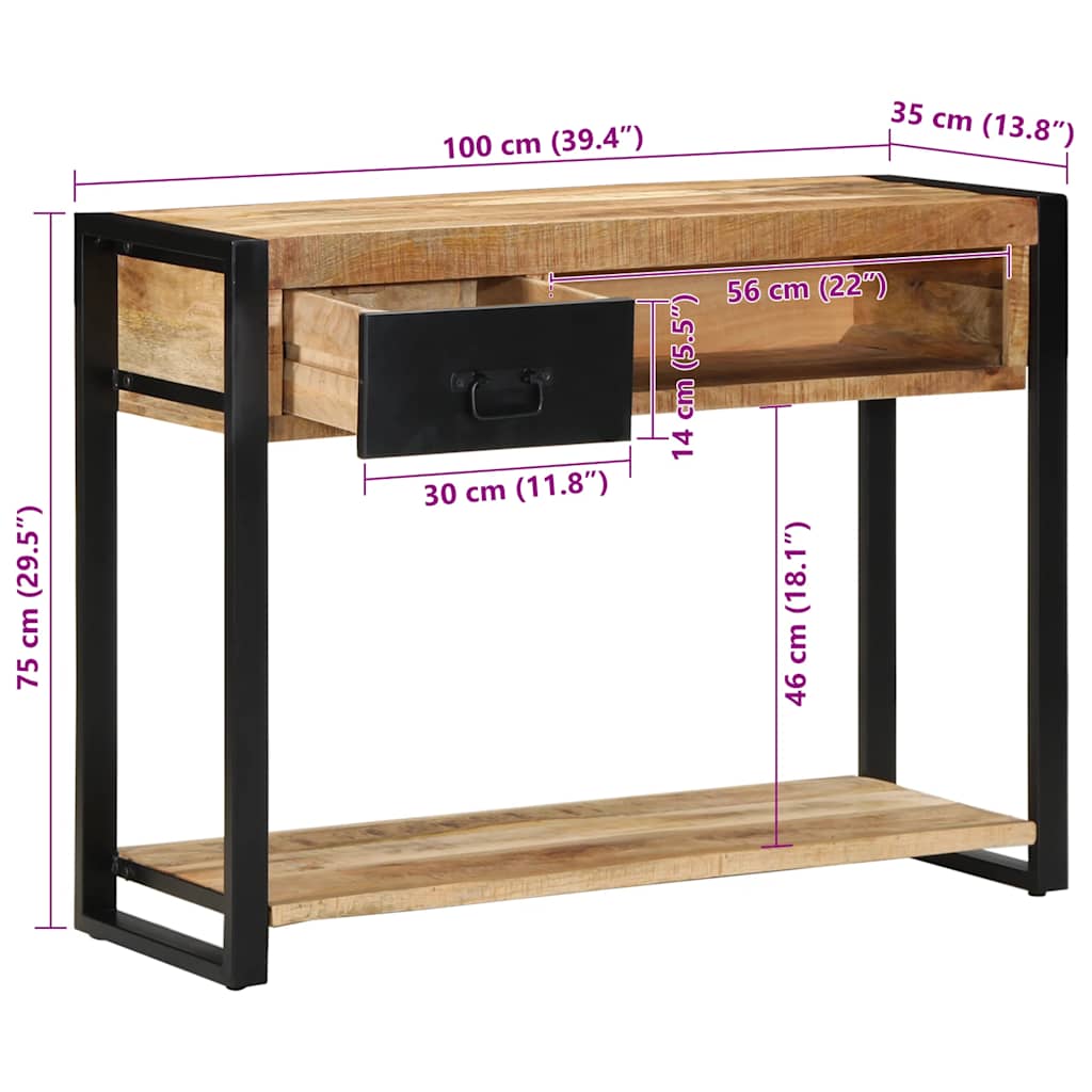 Konzolni stol 100x35x75 cm Puno grubo drvo Mango